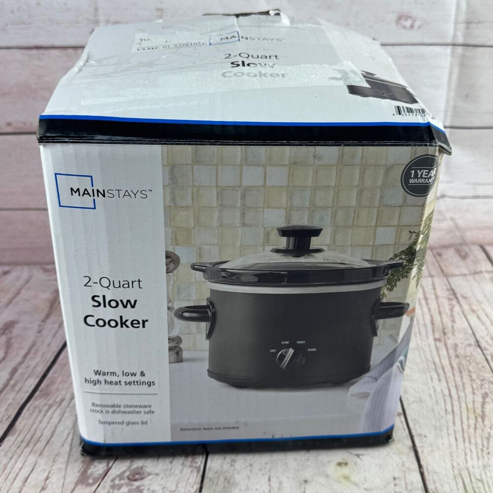 Mainstays MS54100112165B 2 Quart Slow Cooker 100W Black Warm Low High